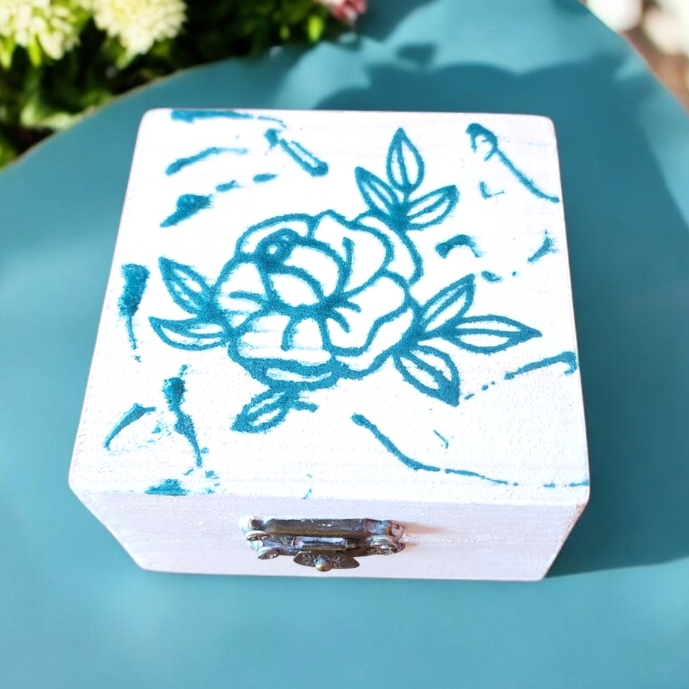 Handpainted Floral Trinket Box Jewelry Box with Surprise